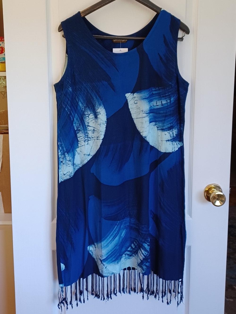 NEW WITH TAGS CARIBELLE BATIK/ST. KITTS FRILL TANK DRESS SIZE LARGE 100% RAYON